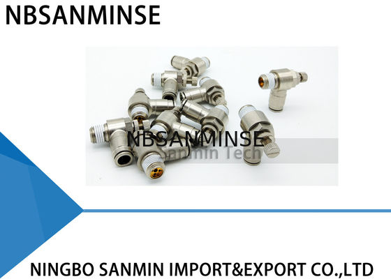 SCT All Metal Brass Fitting Push In Regulator prędkości Brass Pneumatic Air Flow Control Valves Sanmin