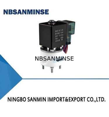 Zawór elektromagnetyczny PTFE z temperaturą otoczenia maks. +60°C, temperaturą medium 5°C–150°C i połączeniami M8x1 G1/8 M6 1/4UNF-28